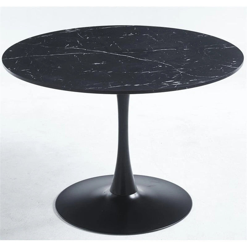 Table de salle à manger Tulipe 42,1 cm avec plateau rond à motif marbre pour 4 à 6 personnes