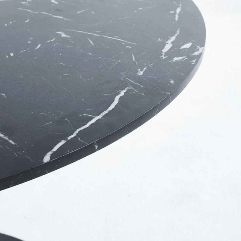 Table de salle à manger Tulipe 42,1 cm avec plateau rond à motif marbre pour 4 à 6 personnes