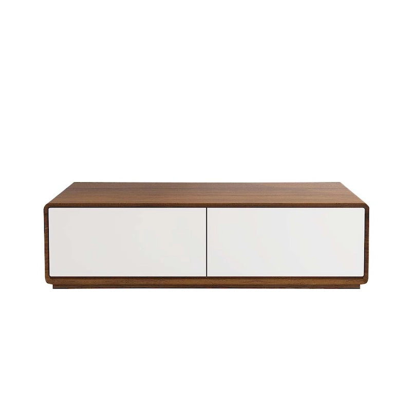 Table basse rectangulaire moderne en bois massif avec rangement, 4 tiroirs, livrée entièrement assemblée, 51 cm.