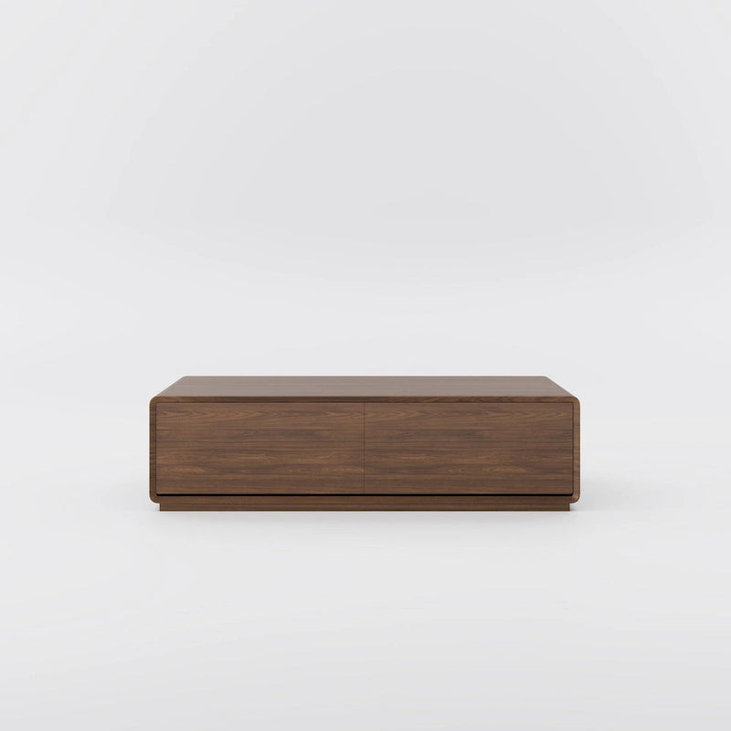 Table basse rectangulaire moderne en bois massif avec rangement, 4 tiroirs, livrée entièrement assemblée, 51 cm.