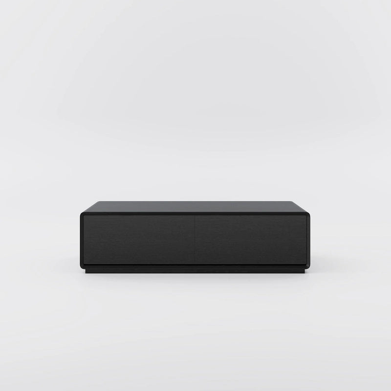 Table basse rectangulaire moderne en bois massif avec rangement, 4 tiroirs, livrée entièrement assemblée, 51 cm.