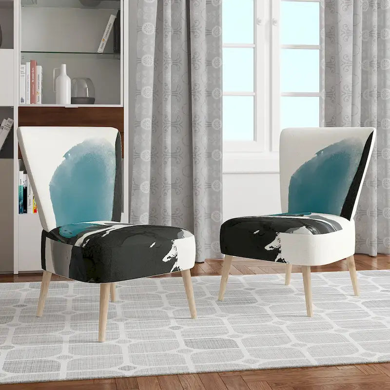 Fauteuil d'appoint moderne rembourré Designart Geometric Black And Teal IV - Fauteuil