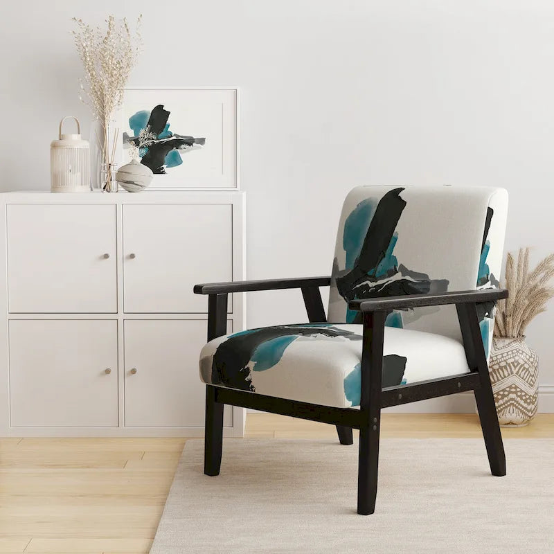 Fauteuil d'appoint moderne rembourré Designart Geometric Black And Teal IV - Fauteuil