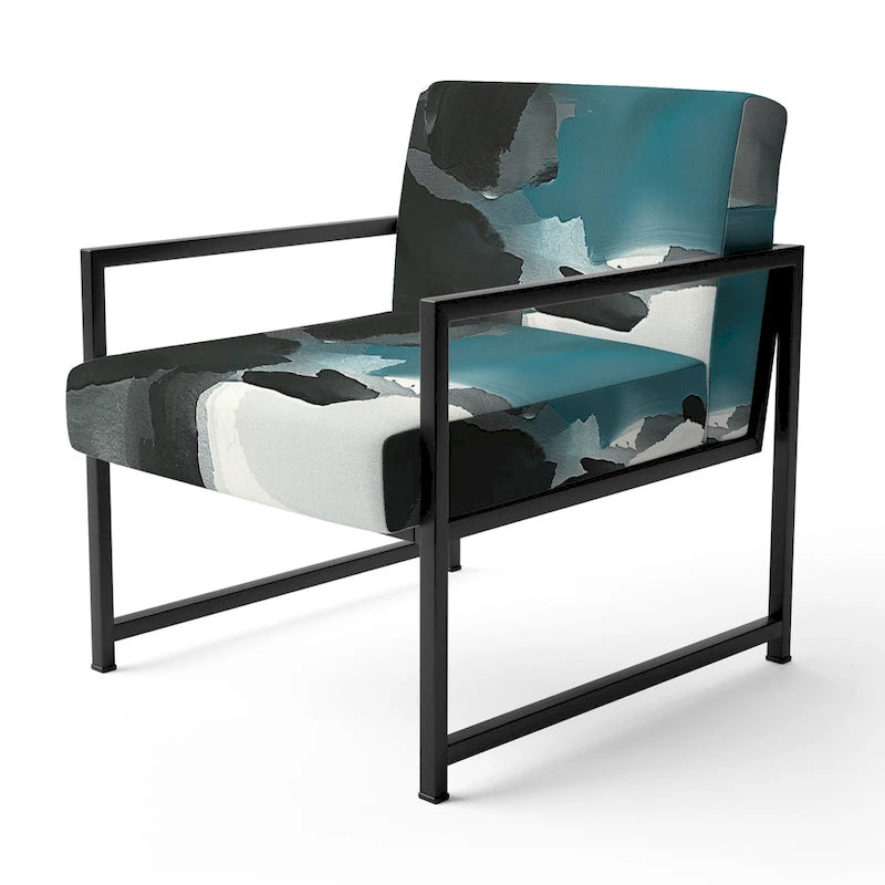 Fauteuil d'appoint moderne rembourré Designart Geometric Black And Teal IV - Fauteuil