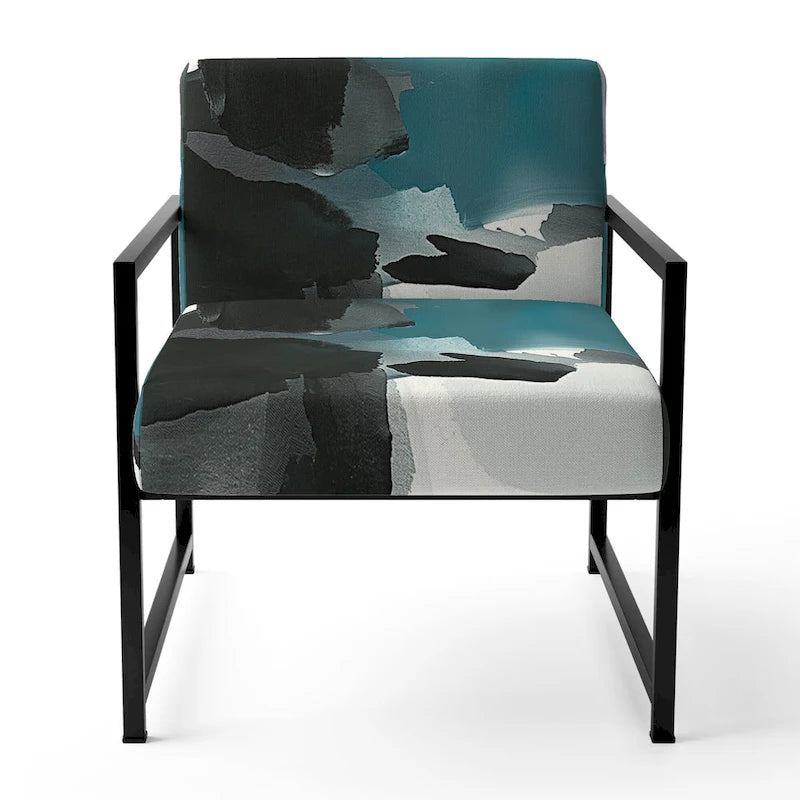Fauteuil d'appoint moderne rembourré Designart Geometric Black And Teal IV - Fauteuil
