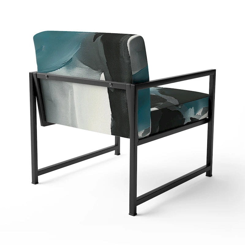 Fauteuil d'appoint moderne rembourré Designart Geometric Black And Teal IV - Fauteuil