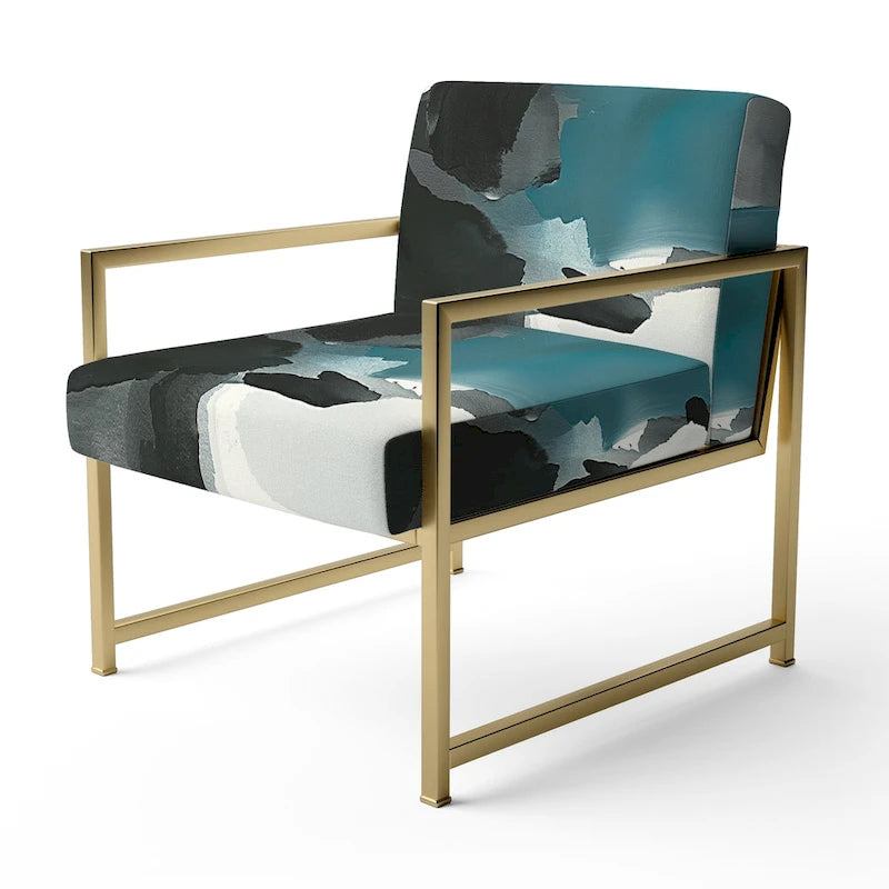 Fauteuil d'appoint moderne rembourré Designart Geometric Black And Teal IV - Fauteuil