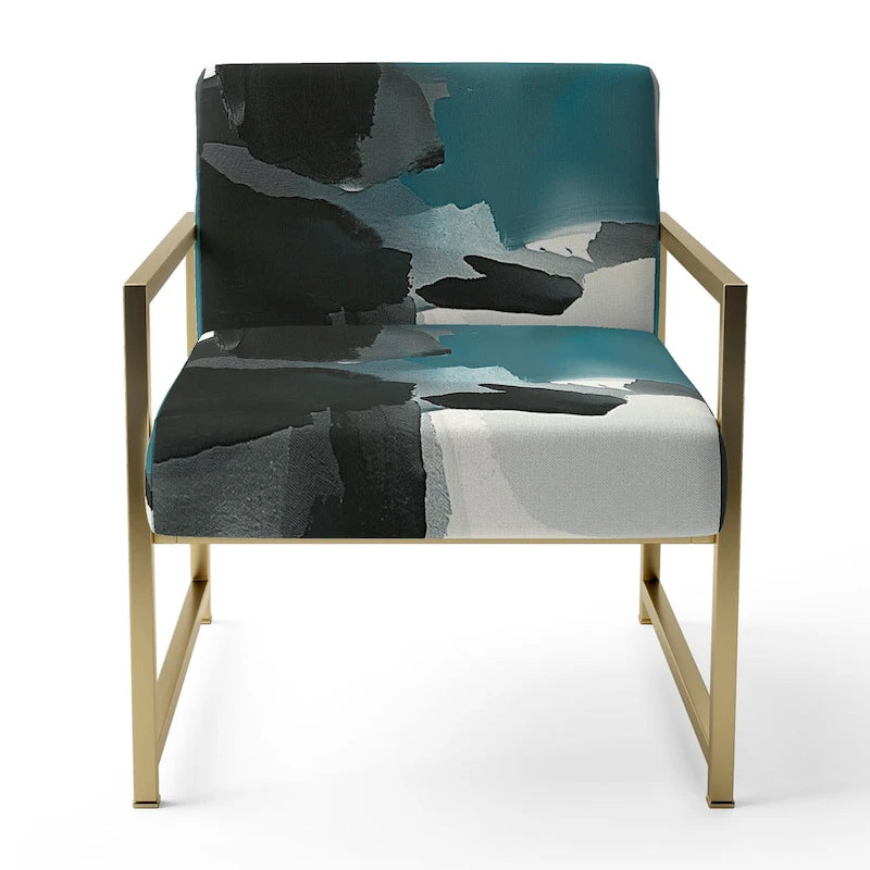 Fauteuil d'appoint moderne rembourré Designart Geometric Black And Teal IV - Fauteuil
