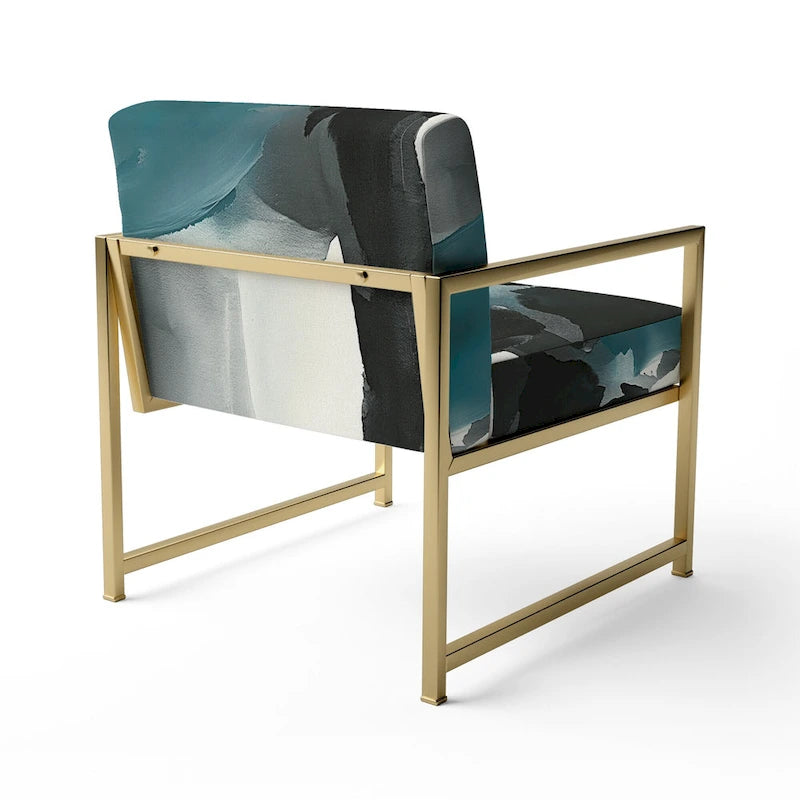 Fauteuil d'appoint moderne rembourré Designart Geometric Black And Teal IV - Fauteuil