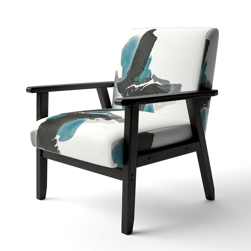 Fauteuil d'appoint moderne rembourré Designart Geometric Black And Teal IV - Fauteuil