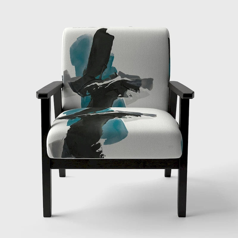 Fauteuil d'appoint moderne rembourré Designart Geometric Black And Teal IV - Fauteuil