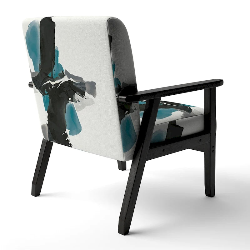 Fauteuil d'appoint moderne rembourré Designart Geometric Black And Teal IV - Fauteuil