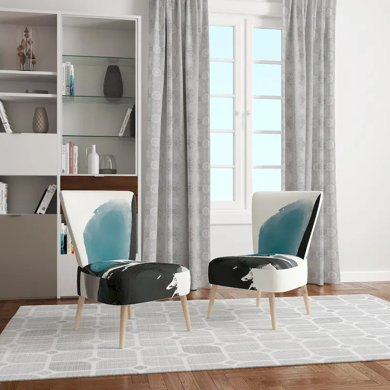 Fauteuil d'appoint moderne rembourré Designart Geometric Black And Teal IV - Fauteuil