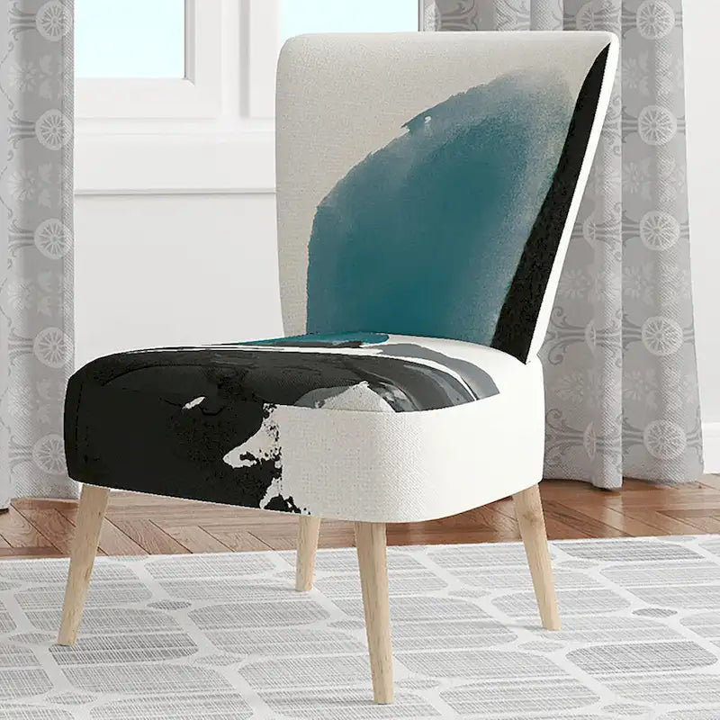 Fauteuil d'appoint moderne rembourré Designart Geometric Black And Teal IV - Fauteuil