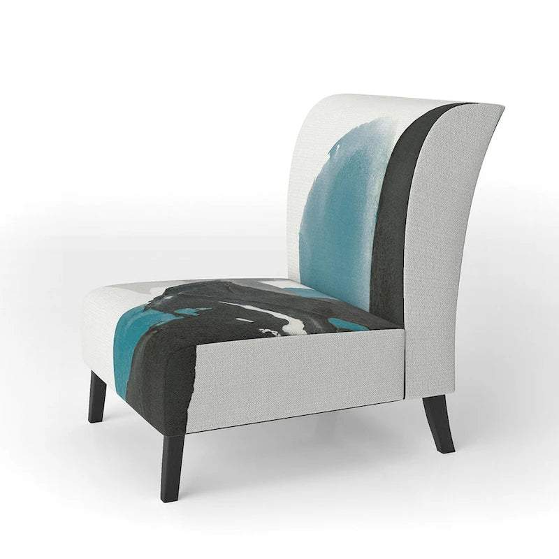 Fauteuil d'appoint moderne rembourré Designart Geometric Black And Teal IV - Fauteuil