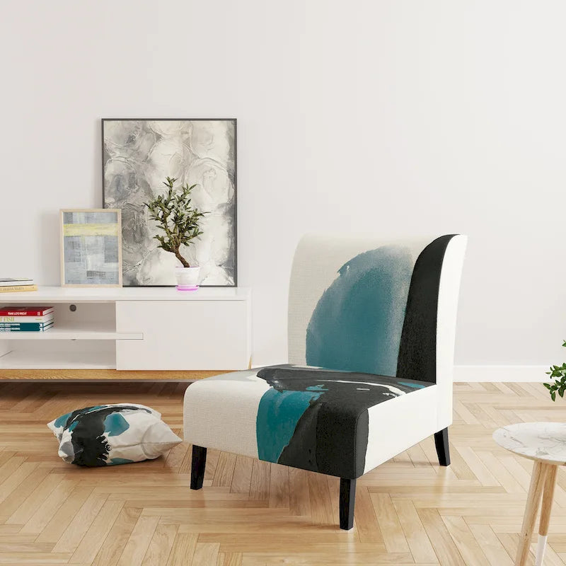 Fauteuil d'appoint moderne rembourré Designart Geometric Black And Teal IV - Fauteuil