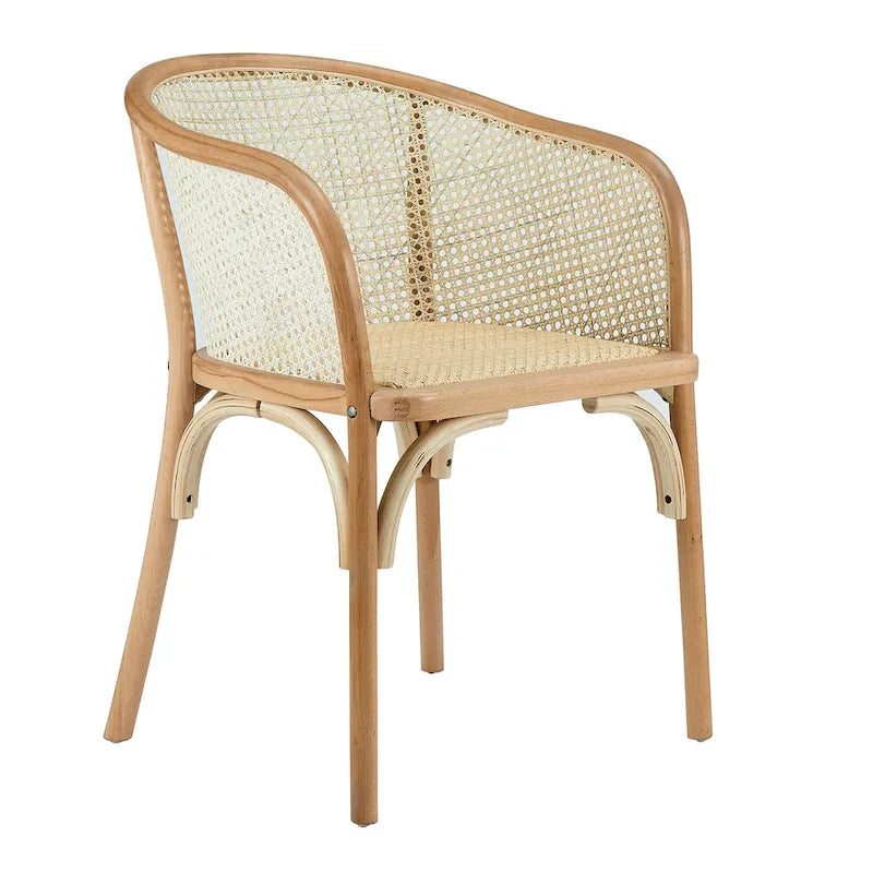 Fauteuil Elsy en coloris naturel avec assise en rotin naturel - Lot de 1