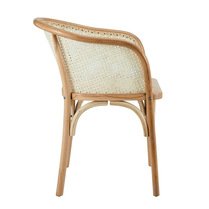 Fauteuil Elsy en coloris naturel avec assise en rotin naturel - Lot de 1