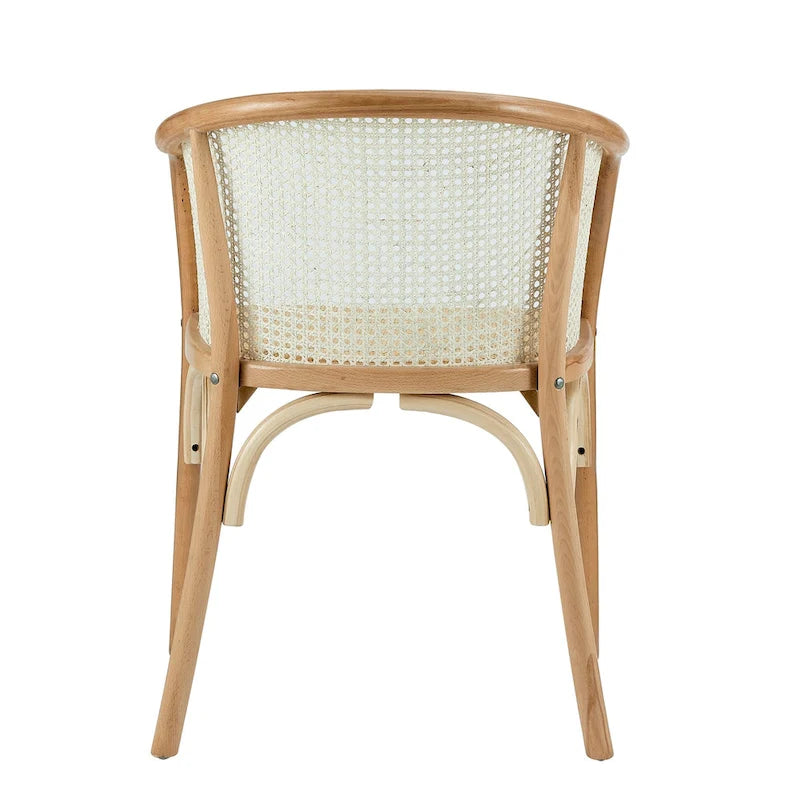 Fauteuil Elsy en coloris naturel avec assise en rotin naturel - Lot de 1
