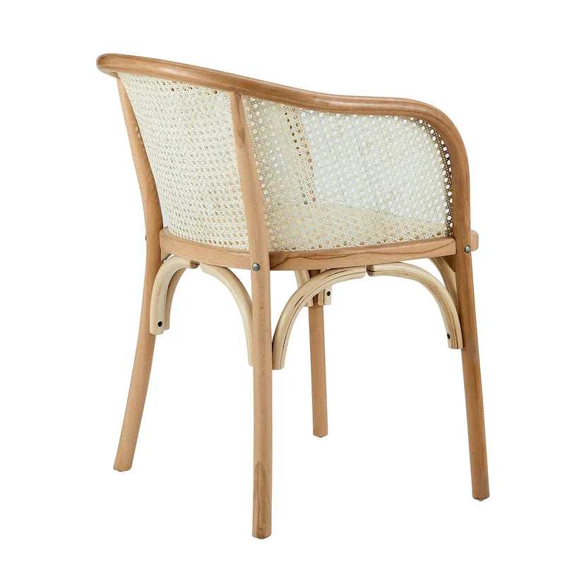 Fauteuil Elsy en coloris naturel avec assise en rotin naturel - Lot de 1
