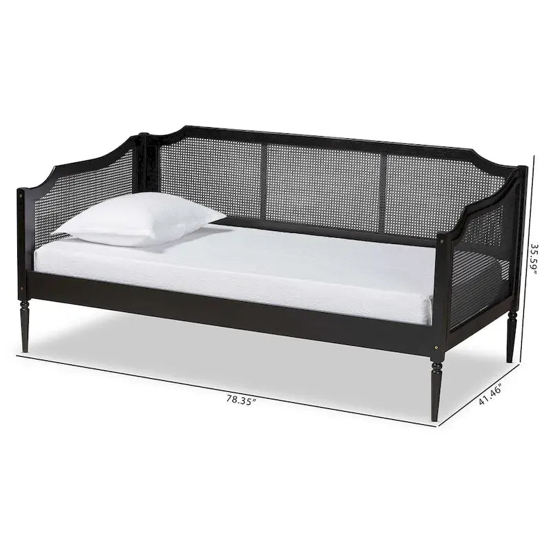 Lit de jour Ogden en rotin synthétique de style moderne du milieu du siècle - 2 places