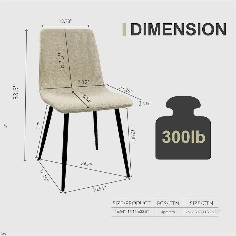 Chaises de salle à manger modernes et rembourrées (ensemble de 4)