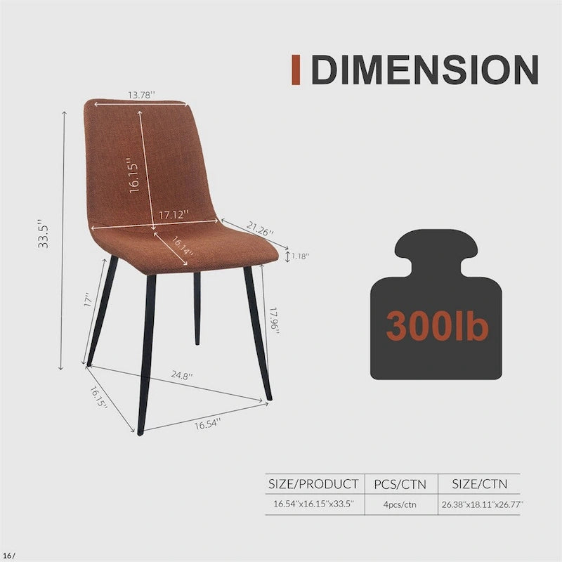 Chaises de salle à manger modernes et rembourrées (ensemble de 4)