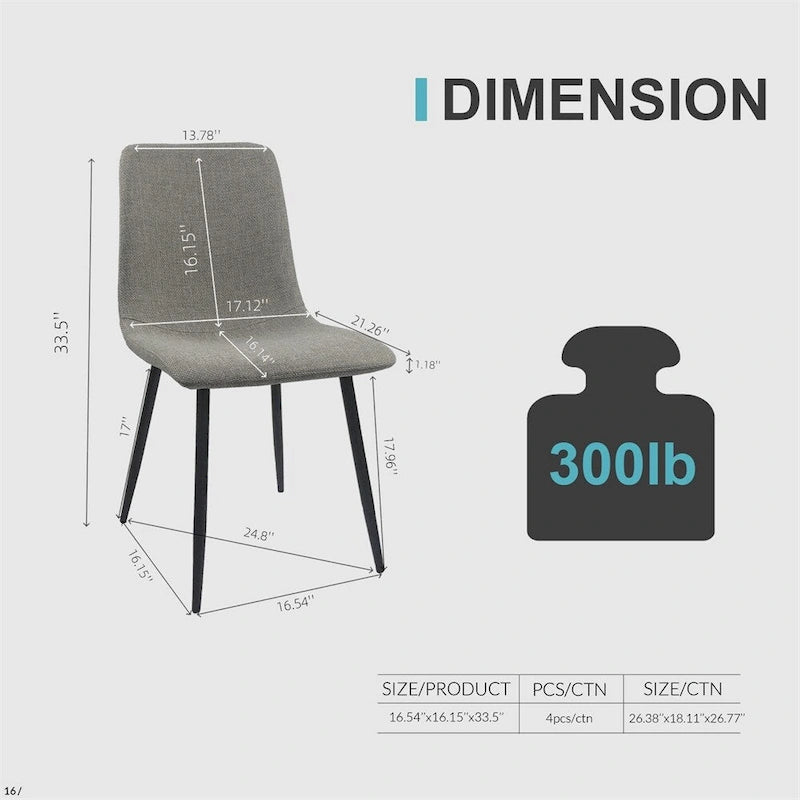 Chaises de salle à manger modernes et rembourrées (ensemble de 4)