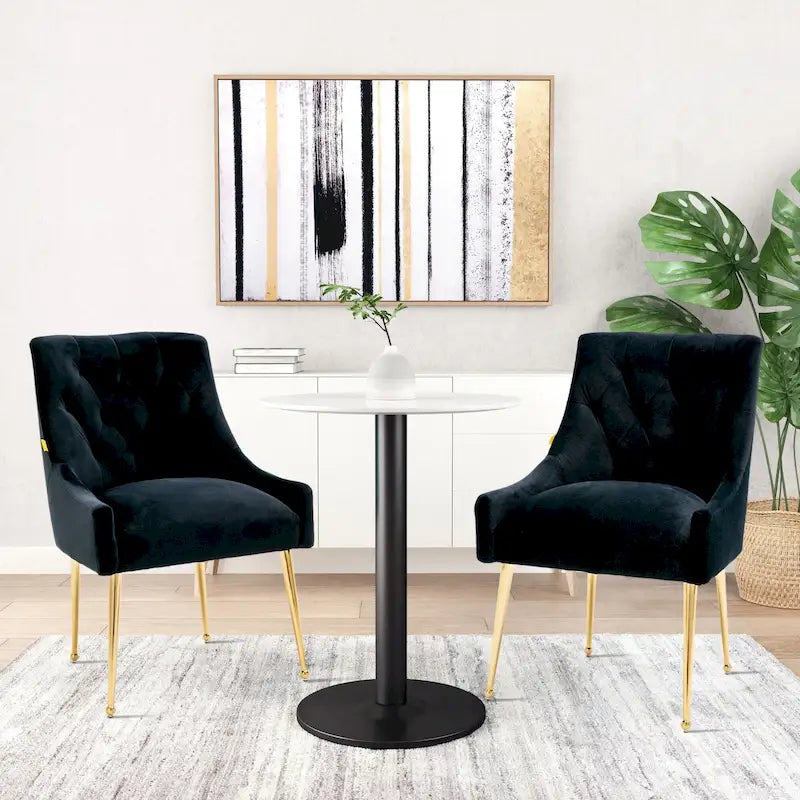 Chaises de salle à manger d'appoint capitonnées en velours (lot de 2)