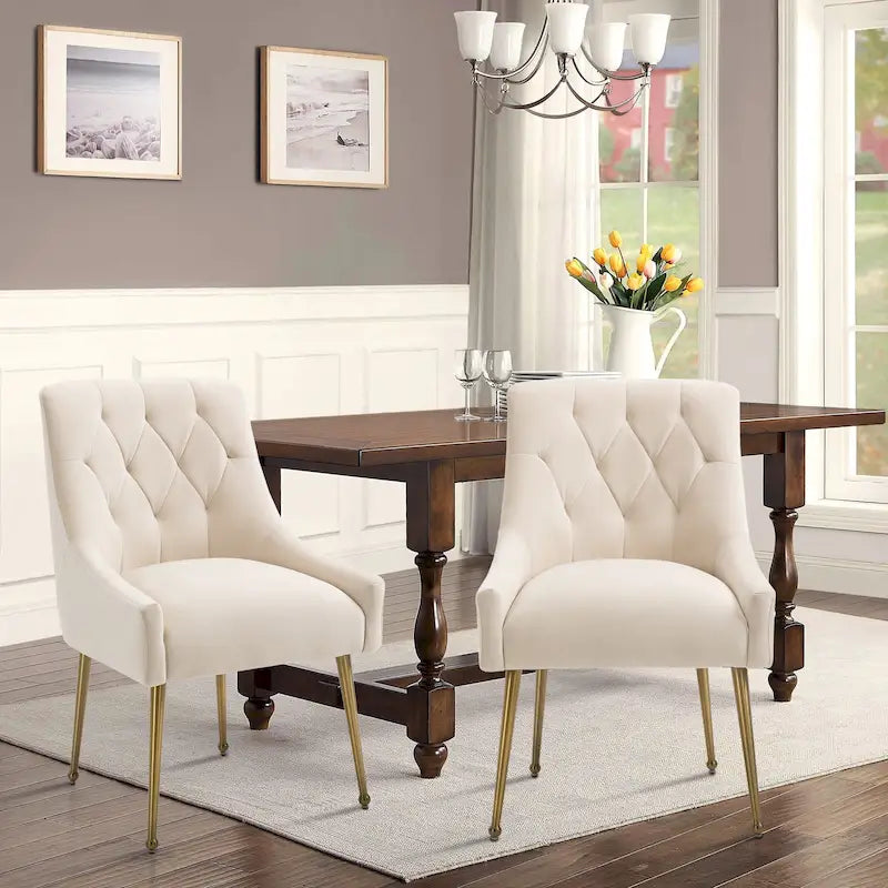 Chaises de salle à manger d'appoint capitonnées en velours (lot de 2)