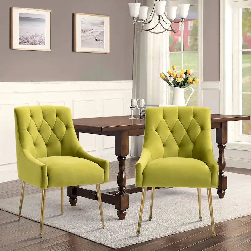 Chaises de salle à manger d'appoint capitonnées en velours (lot de 2)
