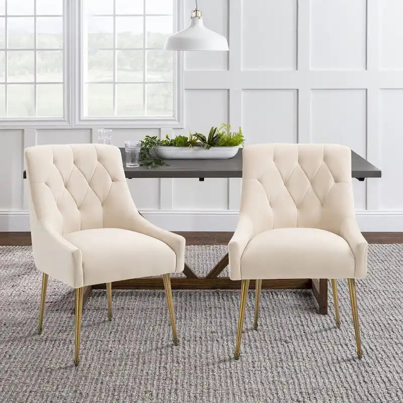 Chaises de salle à manger d'appoint capitonnées en velours (lot de 2)