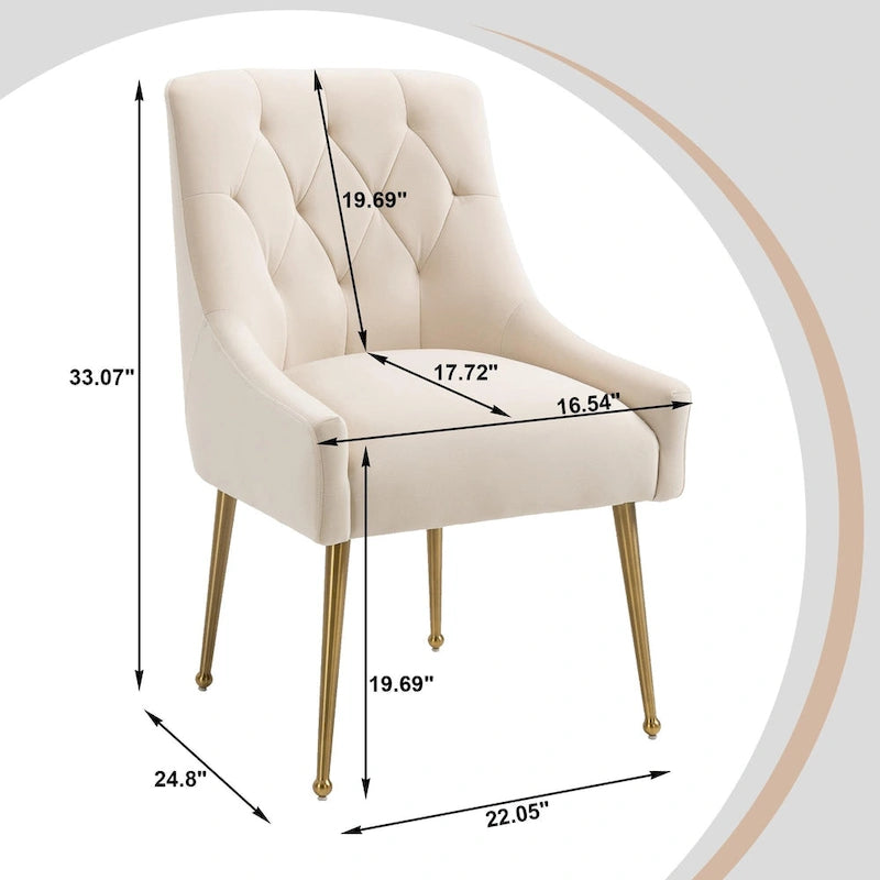 Chaises de salle à manger d'appoint capitonnées en velours (lot de 2)