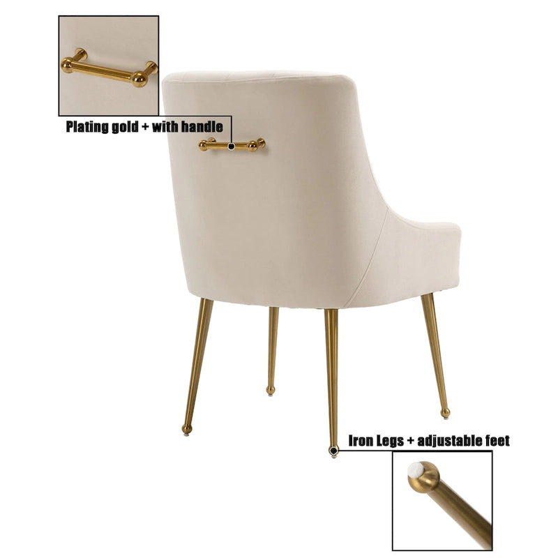 Chaises de salle à manger d'appoint capitonnées en velours (lot de 2)