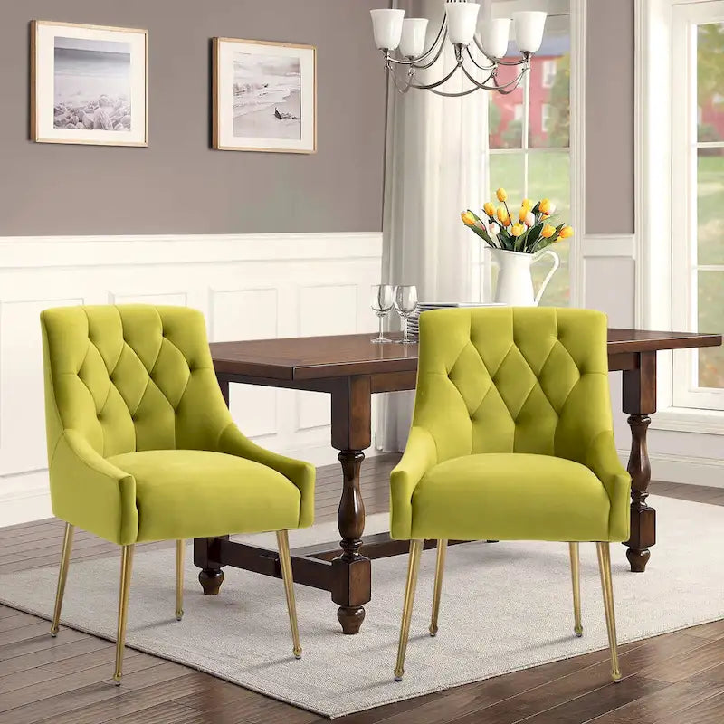 Chaises de salle à manger d'appoint capitonnées en velours (lot de 2)