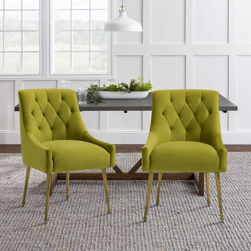 Chaises de salle à manger d'appoint capitonnées en velours (lot de 2)