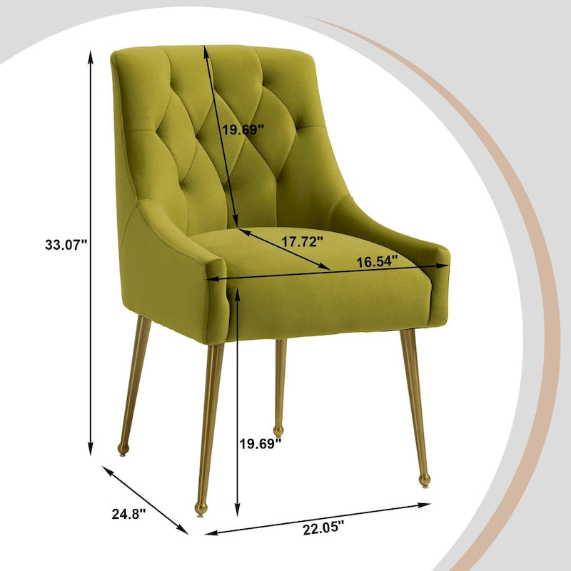 Chaises de salle à manger d'appoint capitonnées en velours (lot de 2)