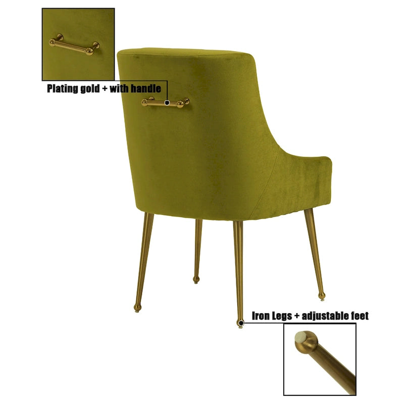 Chaises de salle à manger d'appoint capitonnées en velours (lot de 2)