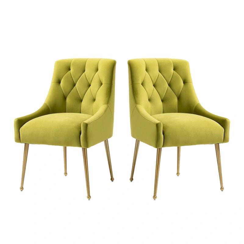 Chaises de salle à manger d'appoint capitonnées en velours (lot de 2)