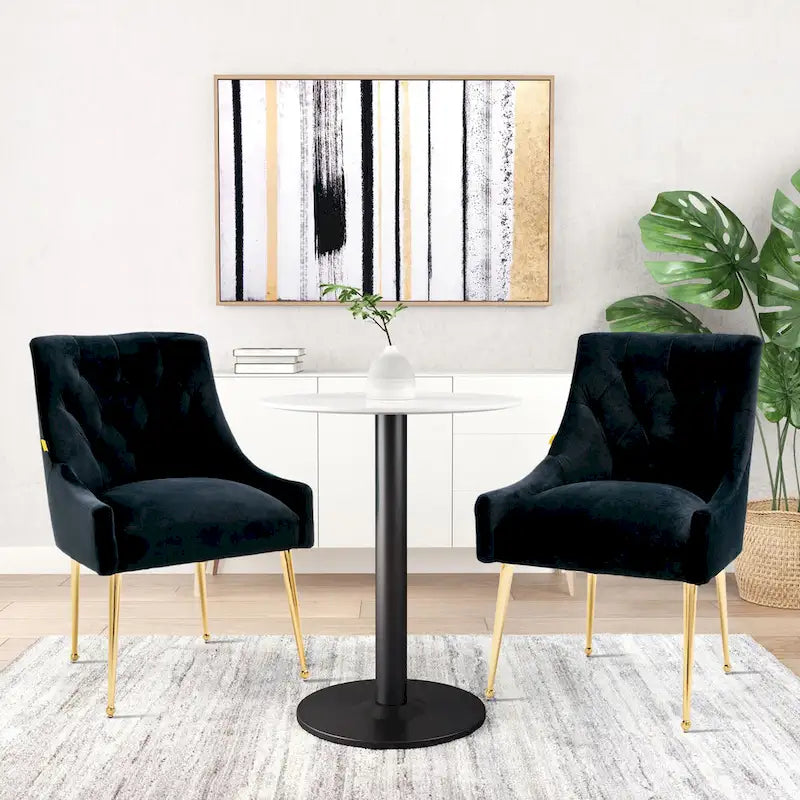 Chaises de salle à manger d'appoint capitonnées en velours (lot de 2)
