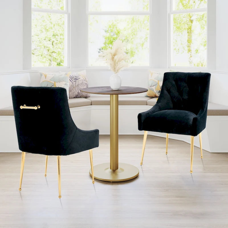 Chaises de salle à manger d'appoint capitonnées en velours (lot de 2)