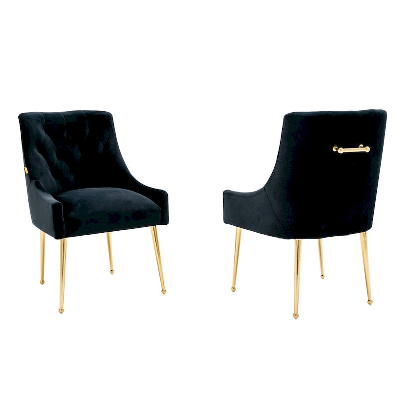 Chaises de salle à manger d'appoint capitonnées en velours (lot de 2)