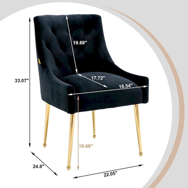 Chaises de salle à manger d'appoint capitonnées en velours (lot de 2)