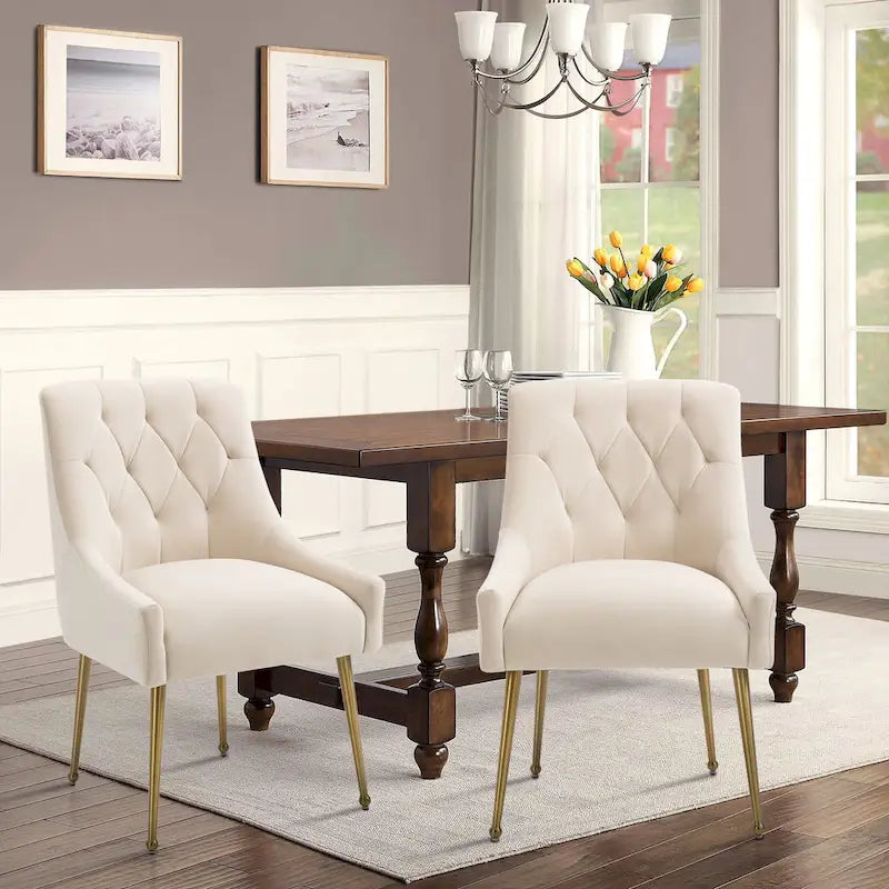 Chaises de salle à manger d'appoint capitonnées en velours (lot de 2)