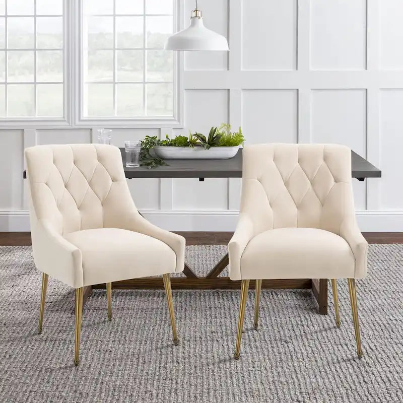 Chaises de salle à manger d'appoint capitonnées en velours (lot de 2)