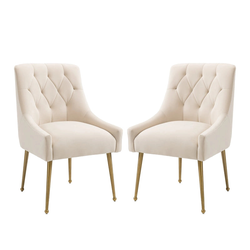 Chaises de salle à manger d'appoint capitonnées en velours (lot de 2)
