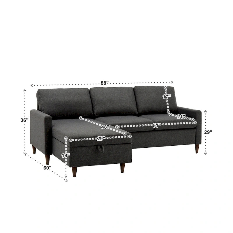 Canapé d'angle Parker avec méridienne de rangement par iNSPIRE Q Modern