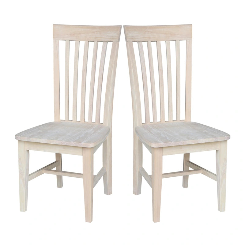 Chaises de salle à manger hautes de style Mission en bois massif, lot de 2