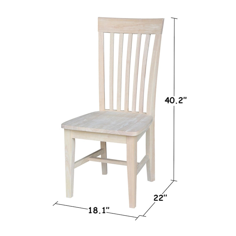 Chaises de salle à manger hautes de style Mission en bois massif, lot de 2