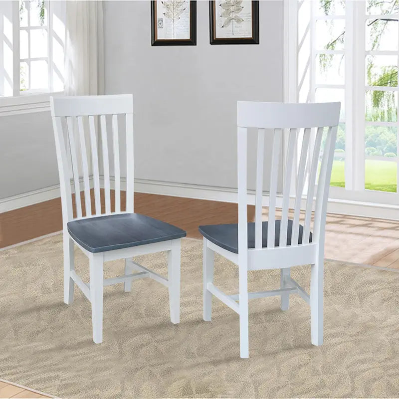 Chaises de salle à manger hautes de style Mission en bois massif, lot de 2